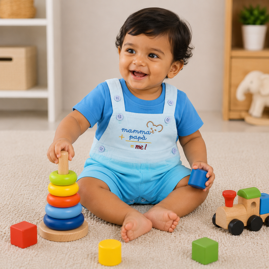 S/S T-Shirt with Dungeree Dress for Baby Boy - Cotton Outfit (0–24M)