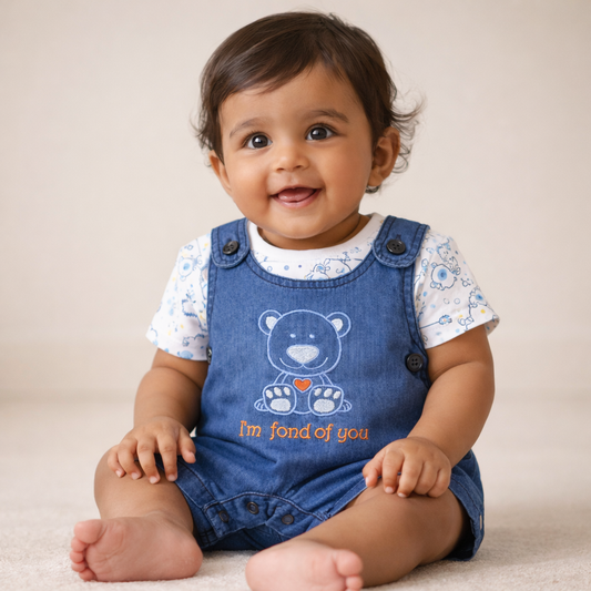 S/S Top with Romper - Baby Girl Cotton Outfit (0–9M)