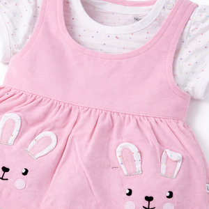 S/S Top with Fancy Baby Dress - Baby Girl Cotton Outfit (0–12M)