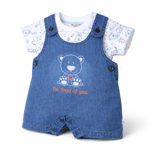 S/S Top with Romper - Baby Girl Cotton Outfit (0–9M)