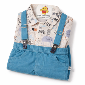 S/S Shirt with Suspender Shorts for Baby Boy - Cotton Outfit (0–24M)