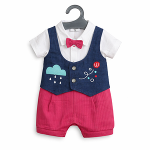 Blue Coat & Pink Short Set for Baby Boy - Cotton Outfit (0–9M)
