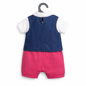 Blue Coat & Pink Short Set for Baby Boy - Cotton Outfit (0–9M)