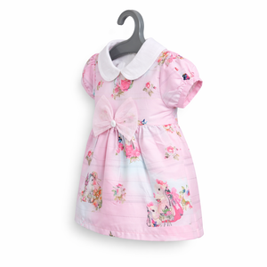 Baby Pink Floral Gown - Baby Girl Cotton Outfit (0–12M)