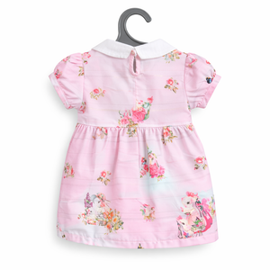 Baby Pink Floral Gown - Baby Girl Cotton Outfit (0–12M)