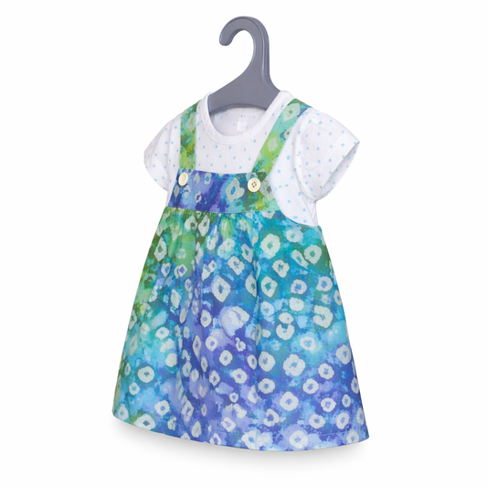 Green & blue floral frock set