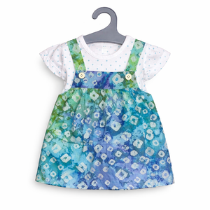 Green & Blue Floral Frock Set - Baby Girl Cotton Outfit (0–12M)