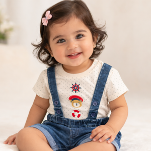 Blue suspender short set