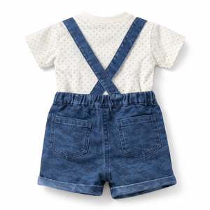 Blue suspender short set