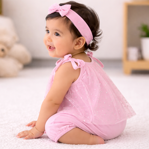 Babygirl pink dress set & hairband
