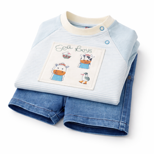Blue Jeans Short & T-Shirt Set for Baby Boy - Cotton Outfit (0–24M)