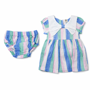 Pastel Baby Full Gown Set - Baby Girl Cotton Outfit (0–9M)