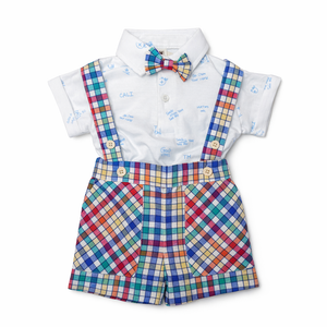 Vibrant Dress Set with Bow for Baby Boy - Cotton Outfit (0–9M)