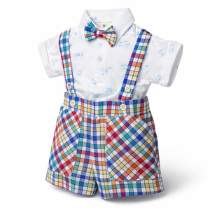 Vibrant Dress Set with Bow for Baby Boy - Cotton Outfit (0–9M)