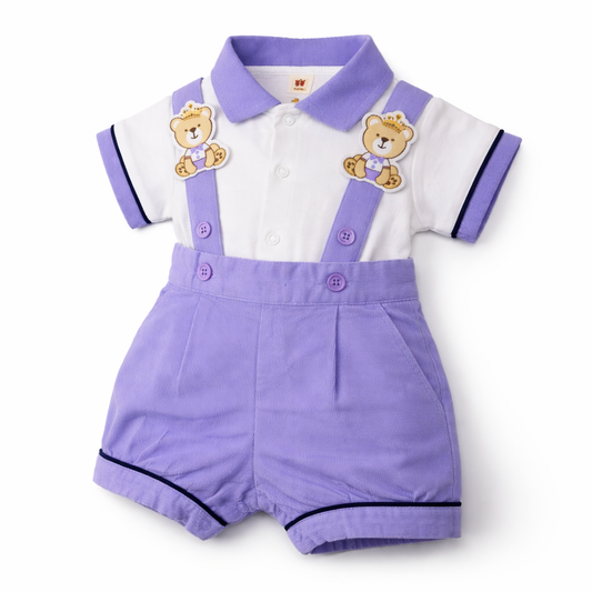 Purple dress set with bear logo