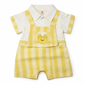 Yellow Striped Dress Set for Baby Boy - Cotton Outfit (0–9M)