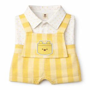 Yellow Striped Dress Set for Baby Boy - Cotton Outfit (0–9M)