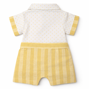 Yellow Striped Dress Set for Baby Boy - Cotton Outfit (0–9M)