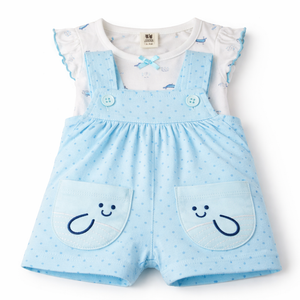 DOTTED BLUE SUSPENDER GOWN