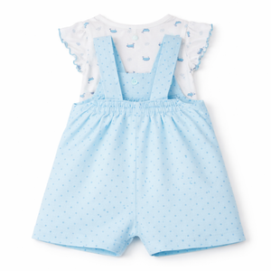 DOTTED BLUE SUSPENDER GOWN