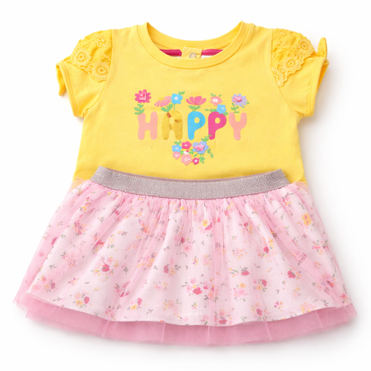 YELLOW TOP & PINK SKIRT