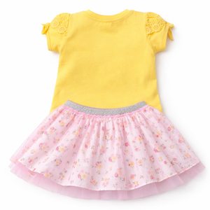 YELLOW TOP & PINK SKIRT