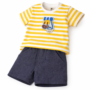 Yellow white striped t-shirt