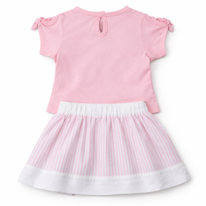 Pink Duck Print Top & Skirt