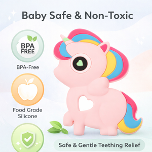 Baby Den Unicorn Teether - BPA Free Silicone, Multi-colour