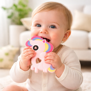 Baby Den Unicorn Teether - BPA Free Silicone, Multi-colour