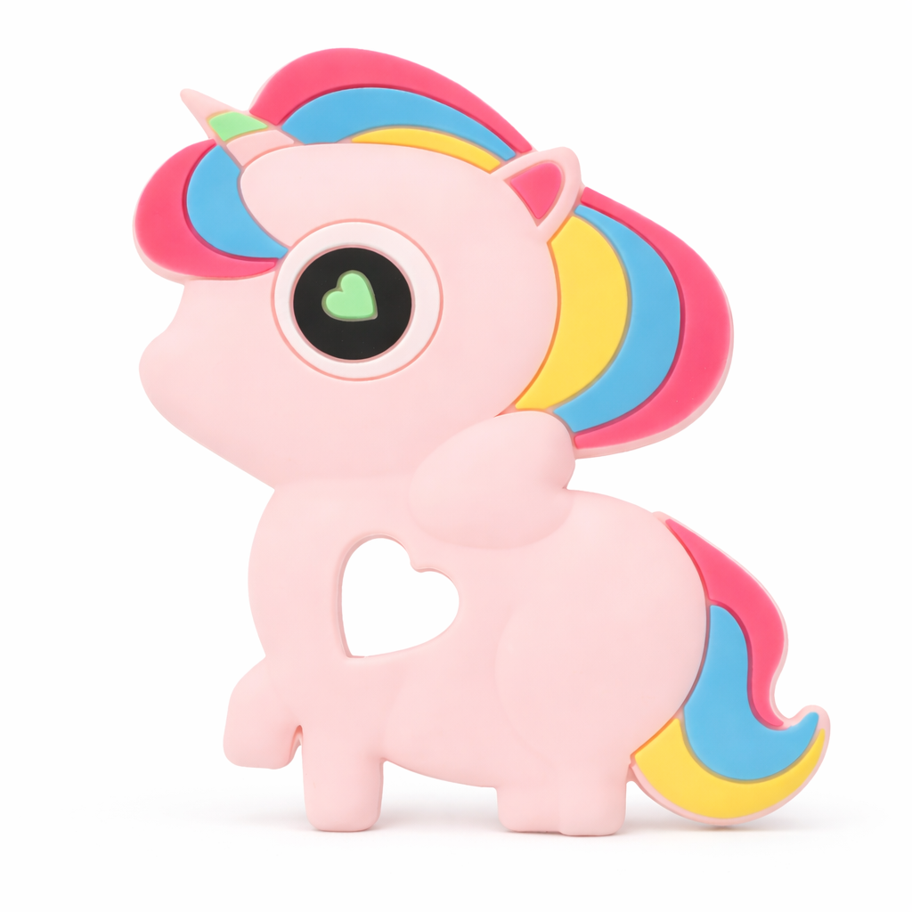 Baby Den Unicorn Teether - BPA Free Silicone, Multi-colour