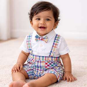 Vibrant Dress Set with Bow for Baby Boy - Cotton Outfit (0–9M)