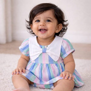 Pastel Baby Full Gown Set - Baby Girl Cotton Outfit (0–9M)
