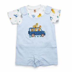 Romper with Embroidered Animal Design for Baby Boy - Cotton Outfit (0–9M)
