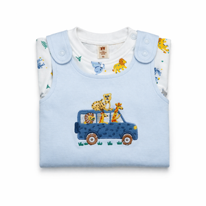 Romper with Embroidered Animal Design for Baby Boy - Cotton Outfit (0–9M)
