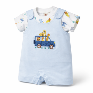 Romper with Embroidered Animal Design for Baby Boy - Cotton Outfit (0–9M)