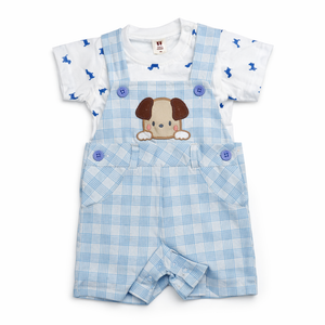 Baby Outfit with Embroidered Puppy for Baby Boy - Cotton Outfit (0–24M)