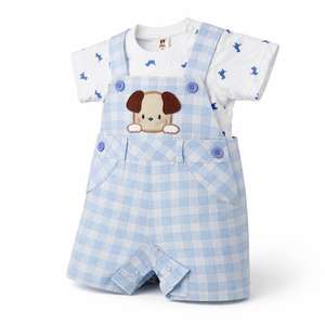 Baby Outfit with Embroidered Puppy for Baby Boy - Cotton Outfit (0–24M)