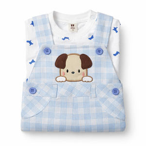 Baby Outfit with Embroidered Puppy for Baby Boy - Cotton Outfit (0–24M)