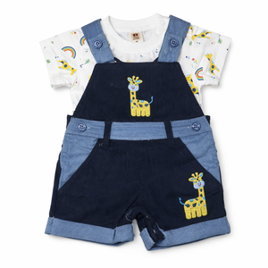 Baby Outfit with Embroidered Giraffe for Baby Boy - Cotton Outfit (0–24M)
