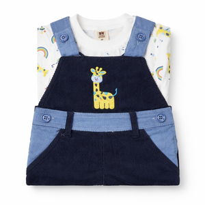 Baby Outfit with Embroidered Giraffe for Baby Boy - Cotton Outfit (0–24M)