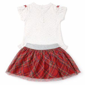 Girl's Red Plaid Tulle Outfit with Midi - Baby Girl Cotton Outfit (9–36M)