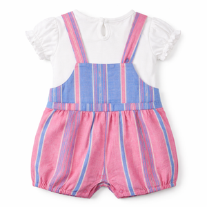 Baby Girl's Striped Outfit with Bows - Baby Girl Cotton Outfit (0–9M)