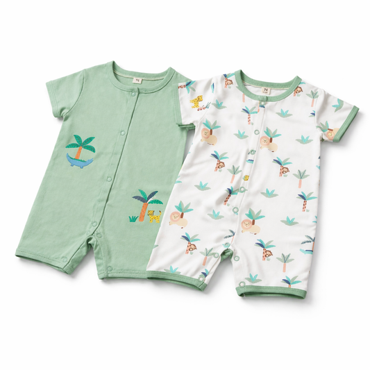 Mint green and white baby  Half romper