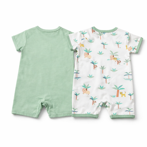 Mint Green Baby Half Romper for Baby Boy - Cotton Outfit (0–9M)