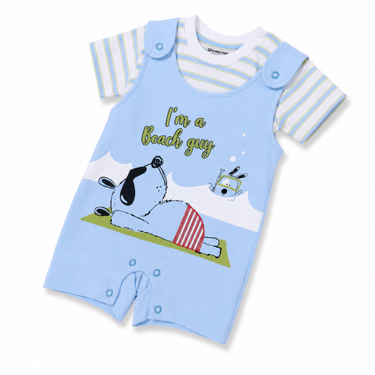 Baby Boy S/S Top with Romper - Cotton Outfit (0–9M)