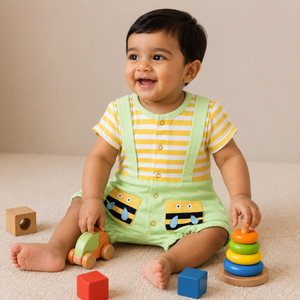 S/S Romper for Baby Boy - Cotton Outfit (0–9M)