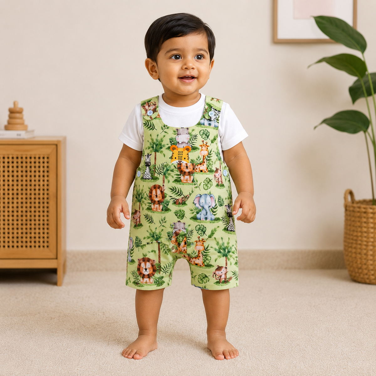 S/S Top with Fancy Romper for Baby Boy - Cotton Outfit (0–9M)