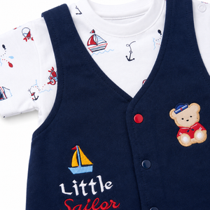 S/S T-Shirt with Fancy Romper for Baby Boy - Cotton Outfit (0–9M)