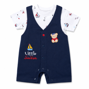 S/S T-Shirt with Fancy Romper for Baby Boy - Cotton Outfit (0–9M)